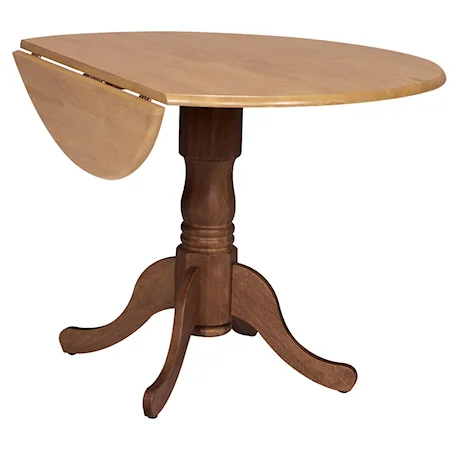 Transitional 42" Round Drop Leaf Pedestal Table