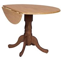 Transitional 42" Round Drop Leaf Pedestal Table