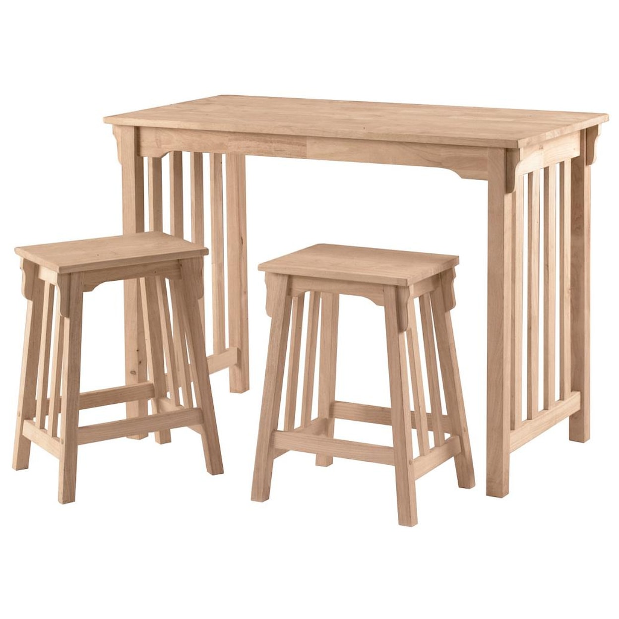 Carolina Dinette SELECT Dining Room 3-Piece Mission Gathering Table & Stool Set