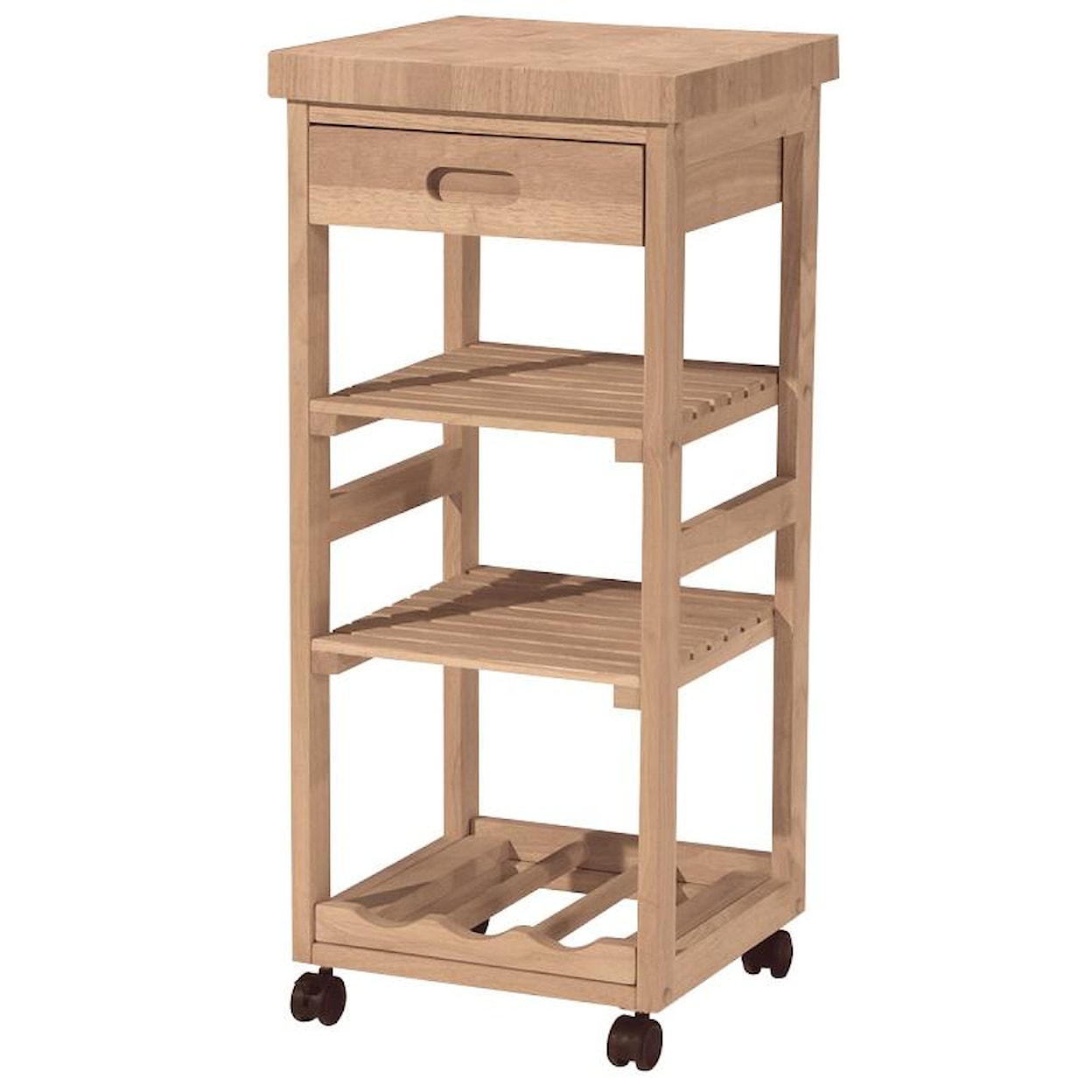 John Thomas SELECT Kitchen Trolley Cart w/ Real Butcher Top