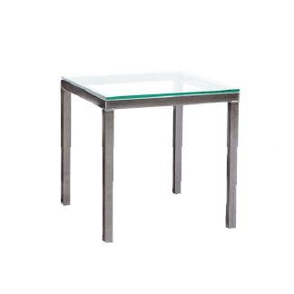 Contemporary Metal End Table with Tempered Glass Top
