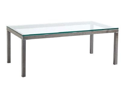 Contemporary Rectangular Cocktail Table with Hand Forged Steel Frame