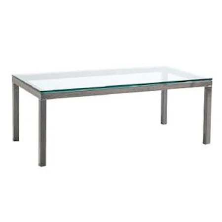 Contemporary Rectangular Cocktail Table with Hand Forged Steel Frame