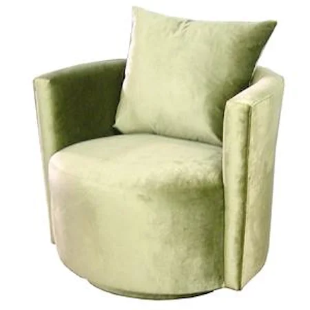 Contemporary Swivel Chair with Round Base and Back