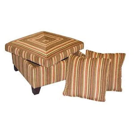 Casual Storage Ottoman with Exposed Wood Block Feet