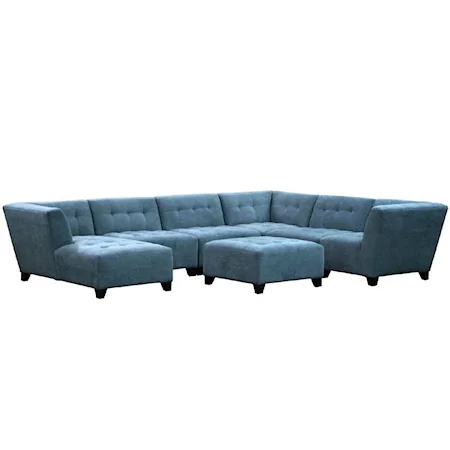 Contemporary Sectional with Tufted Seat and Seat Back