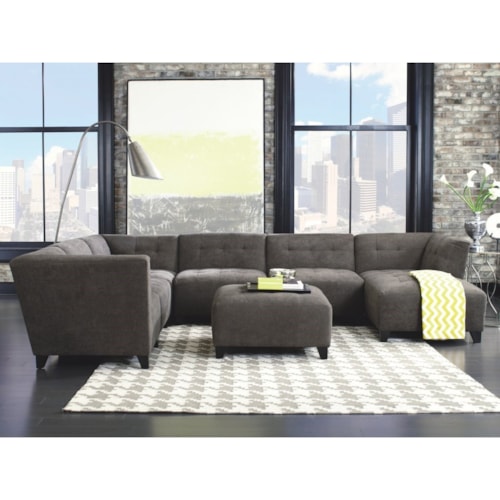 Contemporary Sectional with Tapered Feet