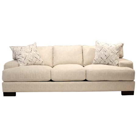 Modern Sofa with Low Track Arms and Exposed Wood Feet