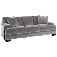 Modern Sofa with Low Track Arms and Exposed Wood Feet