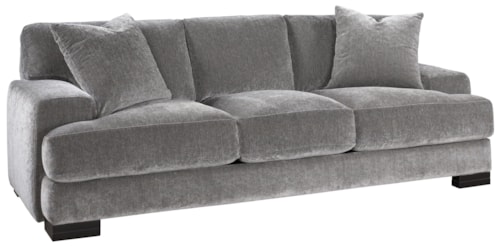 Modern Sofa with Low Track Arms and Exposed Wood Feet