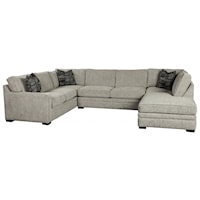 Contemporary 3-Piece Chaise Sectional with Track Arms