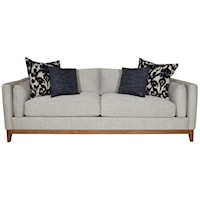Modern Estate Sofa with Bolster Arm Pillows and Exposed Wood Base Rail
