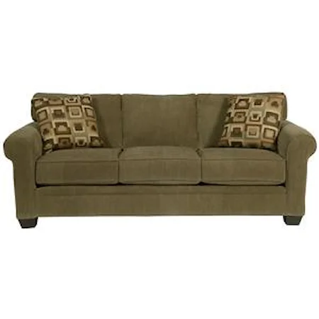 Sofa with Rolled Arms and Tapered Feet