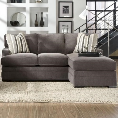 Contemporary Sofa Chaise with Pluma Plush Cushions