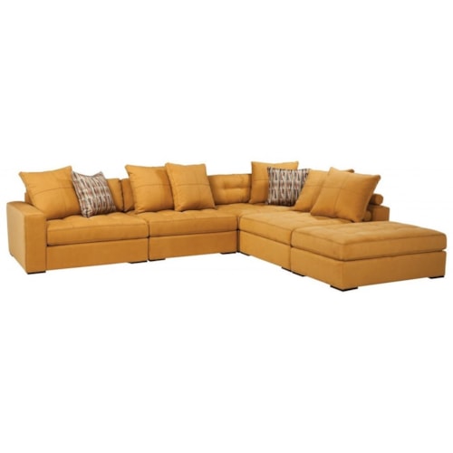 Contemporary 5-Piece Sectional with Ottoman