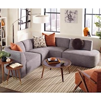 Modern 3 Piece Sectional Sofa with Bumper Chaise