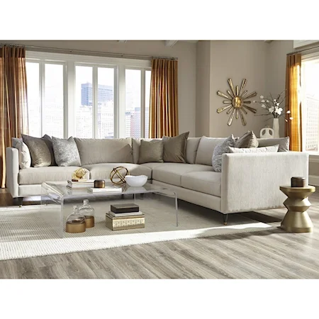 Contemporary 3-Piece Sectional with Arm Pillows