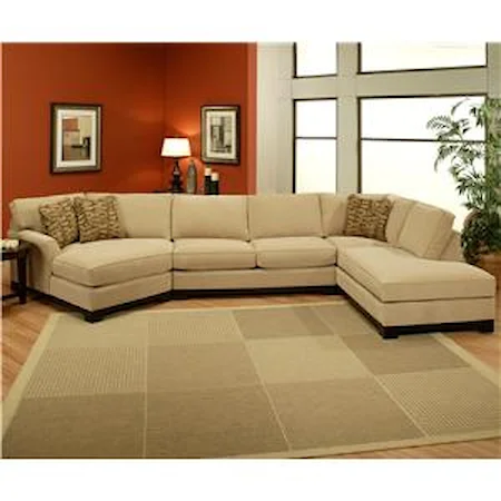 Casual 3-Piece Chaise Cuddler Sectional with Pluma Plush Cushions