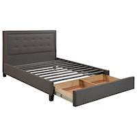 Twin Upholstered Bed with Footboard Storage