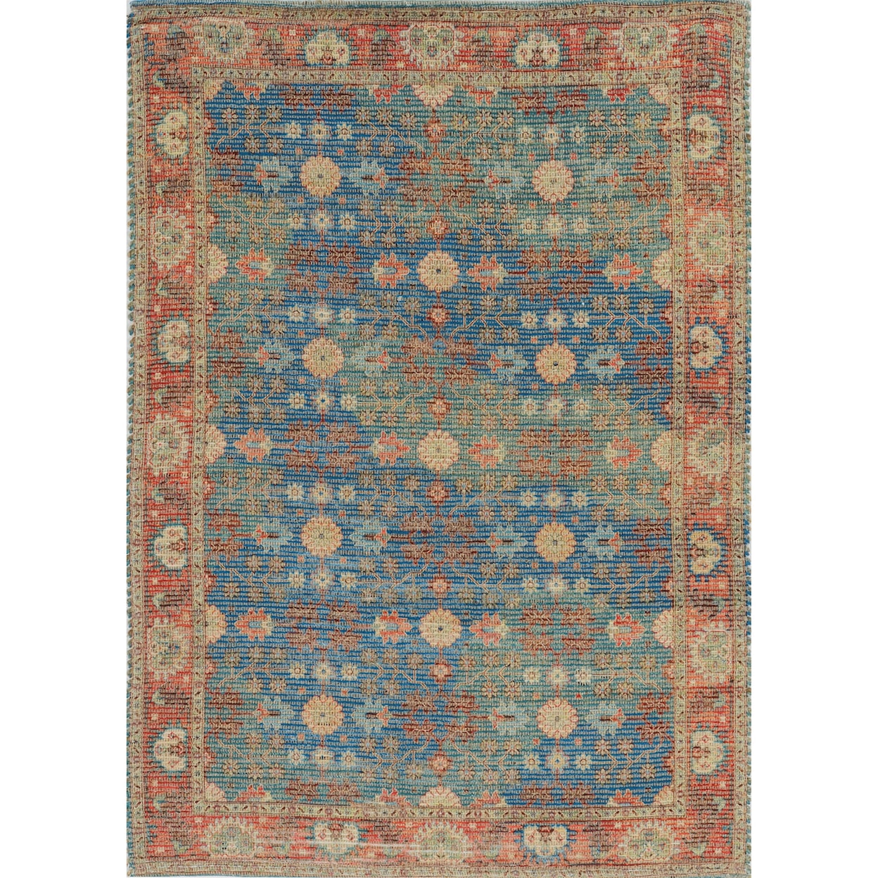 Kas Morris 5' x 7' Blue/Red Traditions Rug