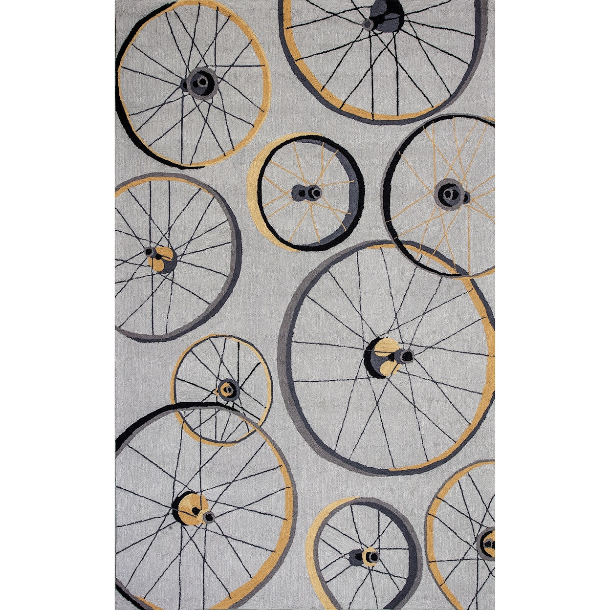 Kas Sonesta 2' X 7'6" Grey Wheels In Motion Area Rug