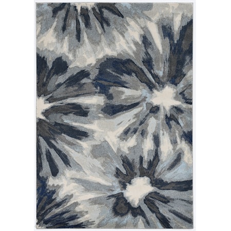 3'3" x 4'11" Ivory Blue Splash Rug