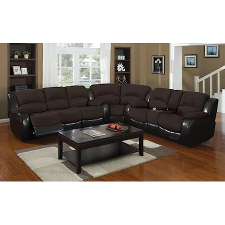 3 Pc Reclining Sectional Sofa w/ Console