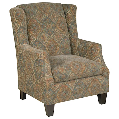 Transitional Wing Chair with Sloped Arms