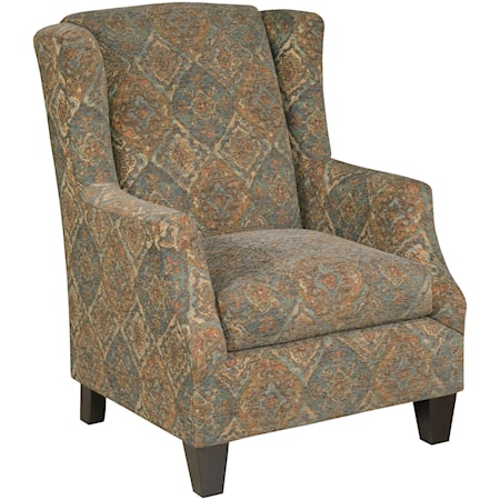 Transitional Wing Chair with Sloped Arms