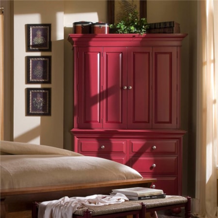 Traditional 6 Drawer Armoire with Bi-fold Doors