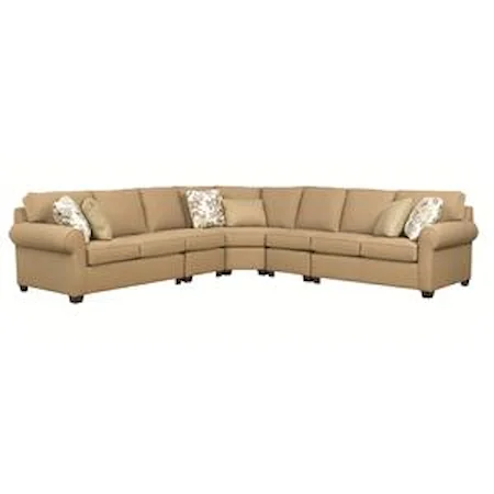 Five Piece Sectional Sofa with Rolled Arms