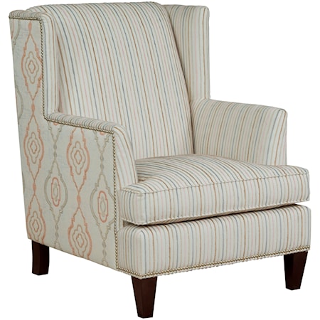Transitional Wingback Chair with Nailhead Trim