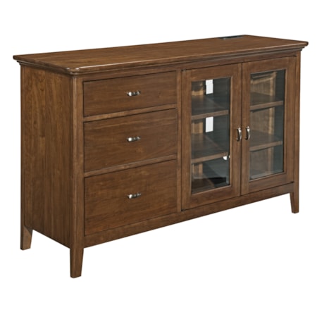 Three Drawer & Wood-Framed Glass Door Entertainment Console