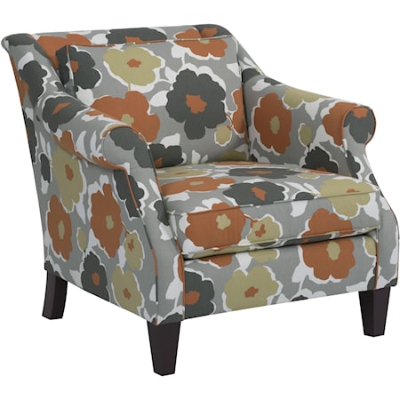 Contemporary Upholstered Chair with Tight Back and Exposed Wood Legs