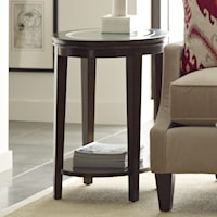 Transitional Oval End Table with Glass Top