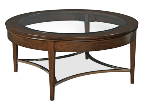 Transitional Aura Cocktail Table with Glass Top and One Glass Shelf
