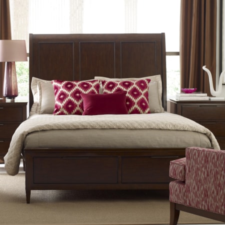 Caris Queen Sleigh Bed w/ Storage Footboard