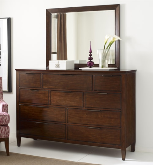 Transitional Luccia Bureau and Mirror Set with Drop-Front Media Storage Drawer