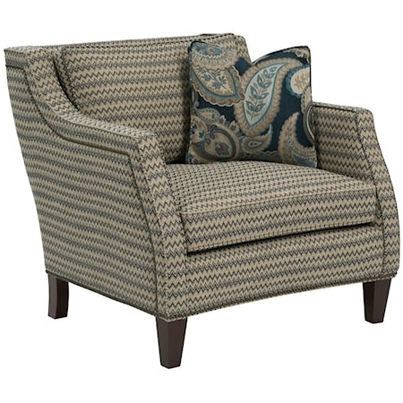 Transitional Sloped-Arm Chair with Nailhead Trim