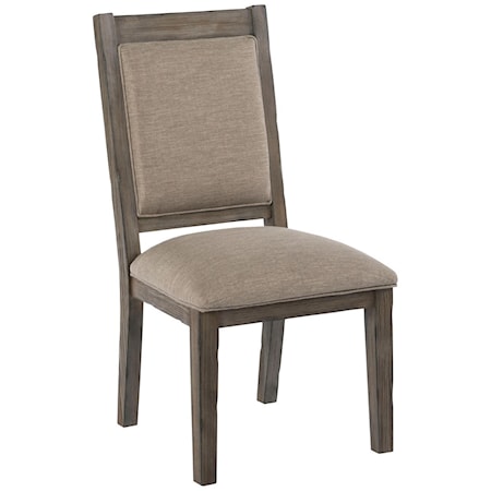 Upholstered Side Chair with Weathered Gray Finish