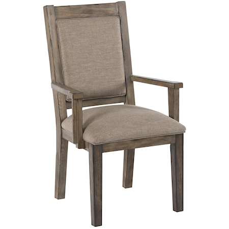 Upholstered Arm Chair with Weathered Gray Finish