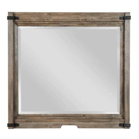 Rustic Bureau Mirror with Bracket Detail
