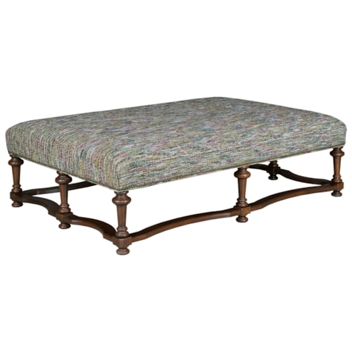 Rectangular Cocktail Ottoman with Wood Legs
