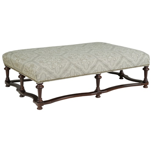 Rectangular Cocktail Ottoman with Wood Legs