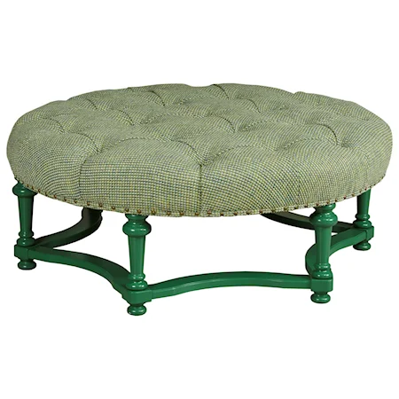 Round Cocktail Ottoman with Tufted Top