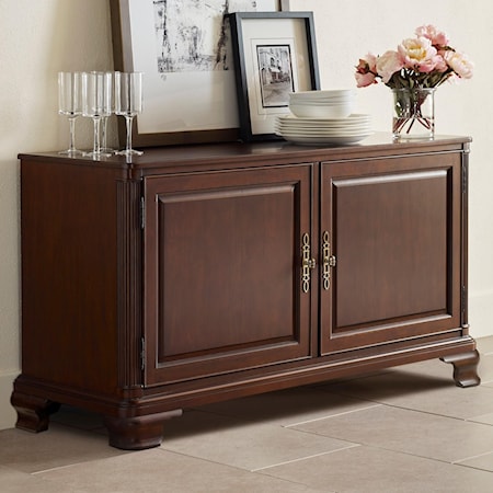 Traditional China Cabinet Buffet Base with Adjustable Shelving and Silverware Insert