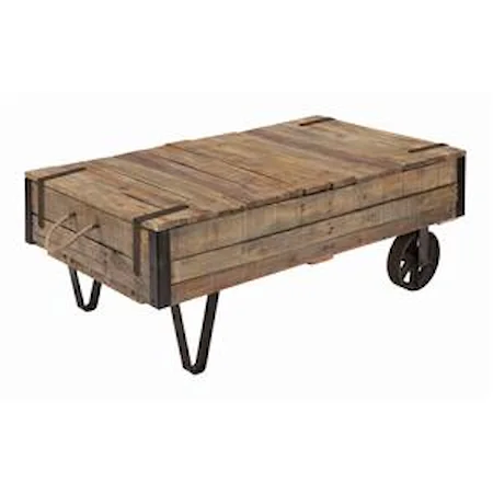 Industrial Cart Cocktail Table with Storage