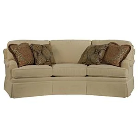 Traditional Curved Sofa with Accent Pillows
