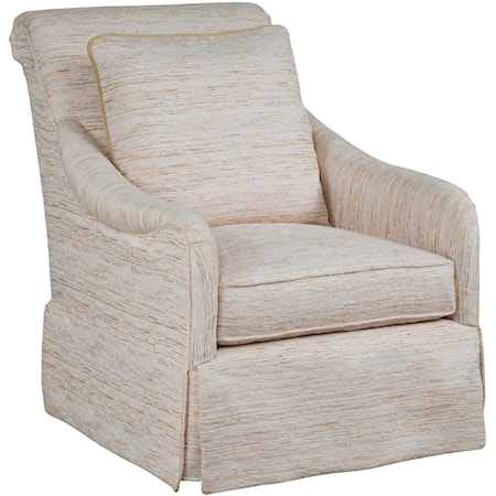 Casual Upholstered Swivel Glider with Skirt