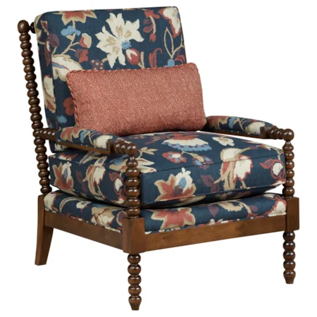 Jenny Upholstered Accent Chair with Shapely Exposed Wood Accents
